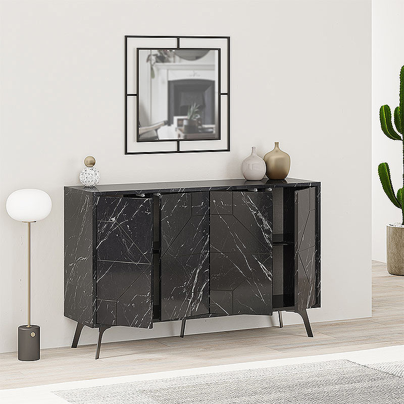 Μπουφές χρώμα μαύρο εφέ μαρμάρου 2