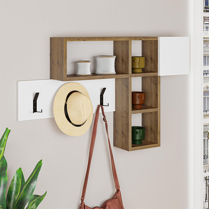 Κρεμάστρα τοίχου χρώμα oak - λευκό 3