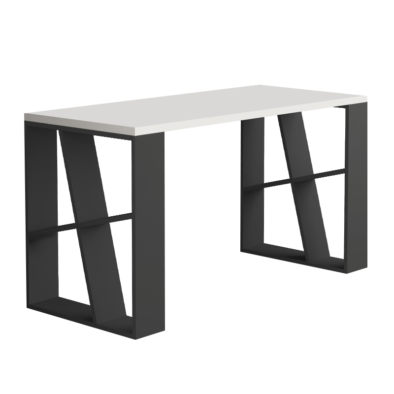 Γραφείο εργασίας χρώμα λευκό - ανθρακί 2