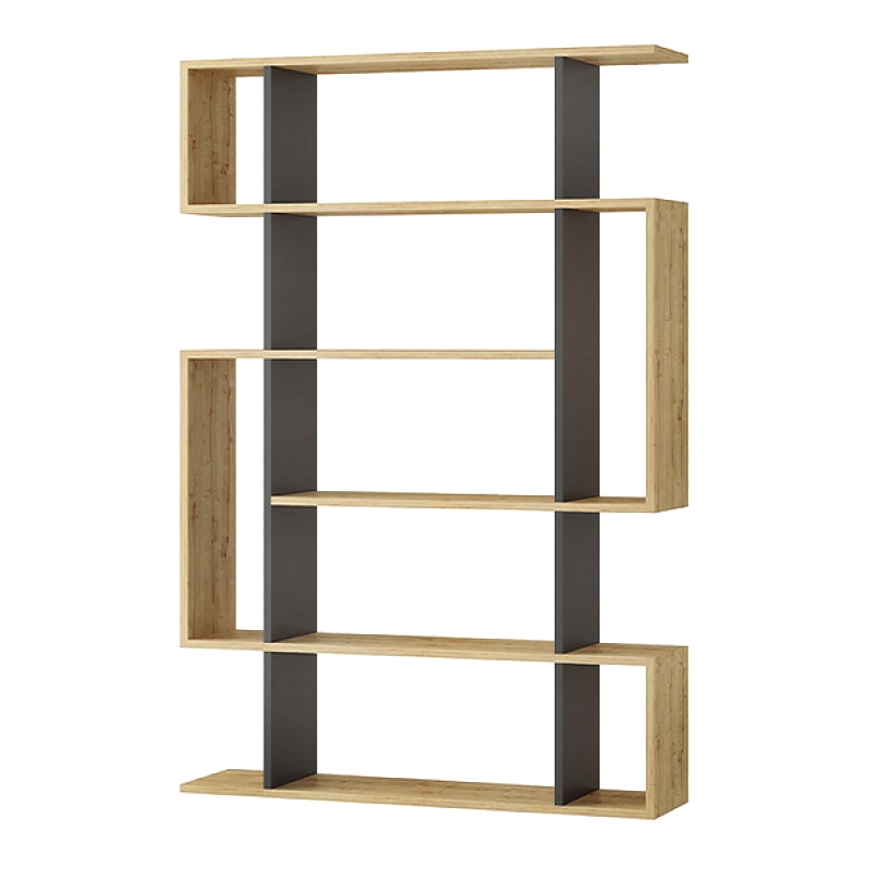 Βιβλιοθήκη χρώμα oak - ανθρακί 4