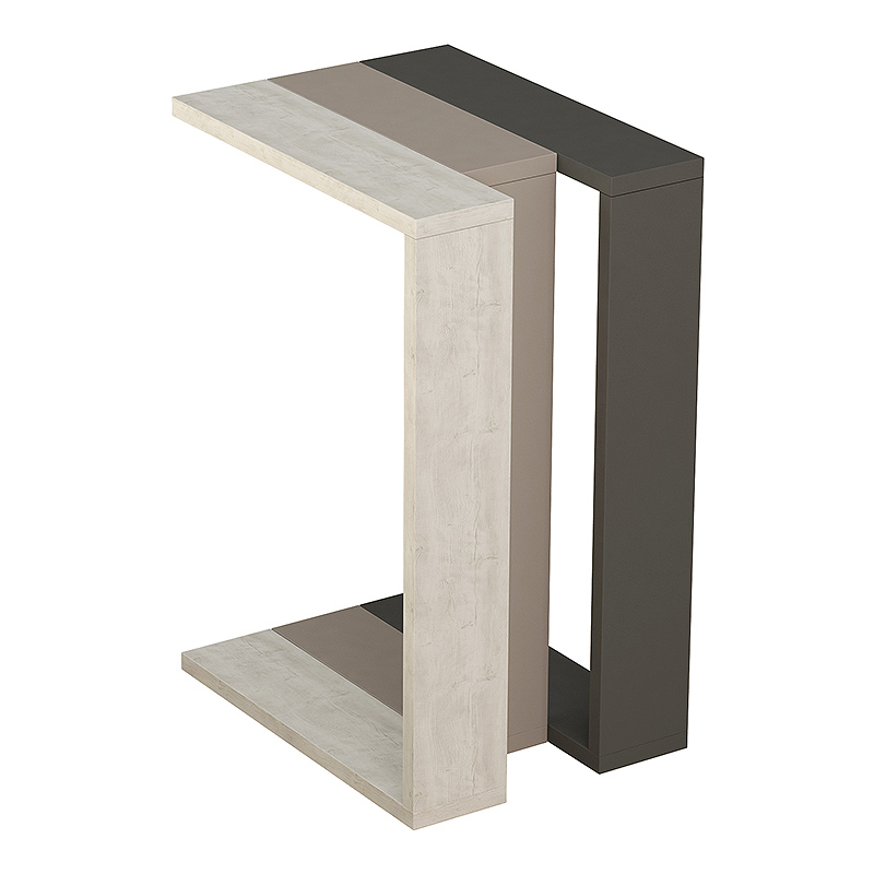 Τραπεζάκι βοηθητικό ανοιχτή μόκα/λευκό αντικέ/ανθρακί 3