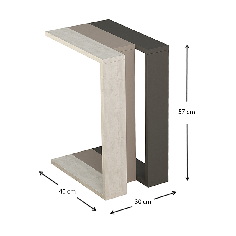 Τραπεζάκι βοηθητικό ανοιχτή μόκα/λευκό αντικέ/ανθρακί 4