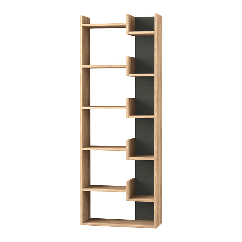 Βιβλιοθήκη χρώμα oak/ανθρακί 2