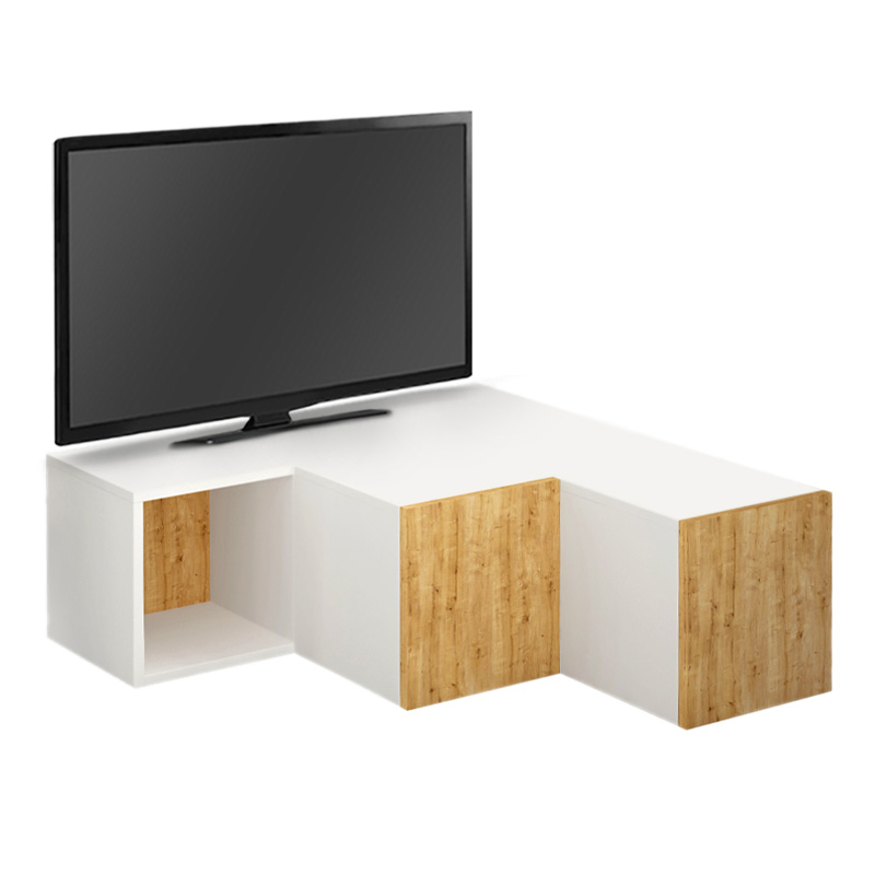 Έπιπλο τηλεόρασης γωνιακό χρώμα λευκό - oak 3