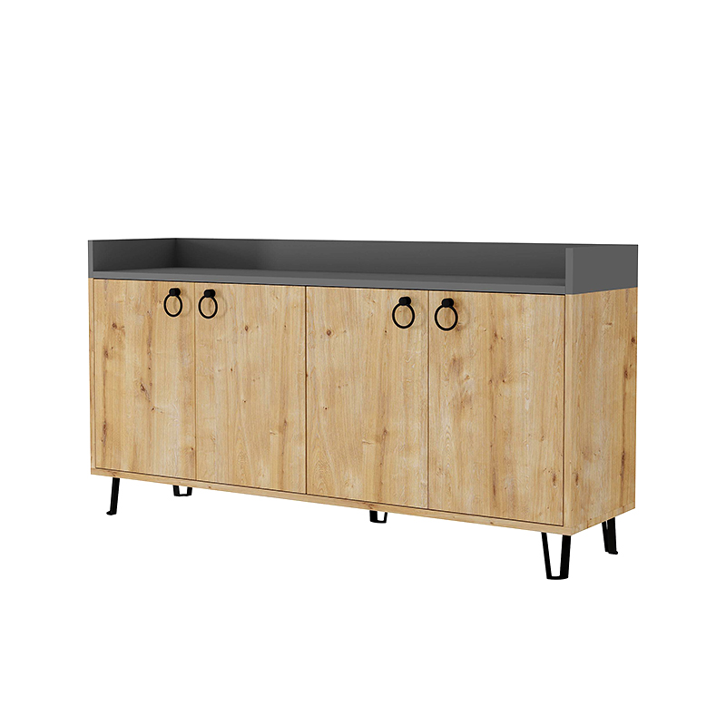 Μπουφές χρώμα oak - ανθρακί 4