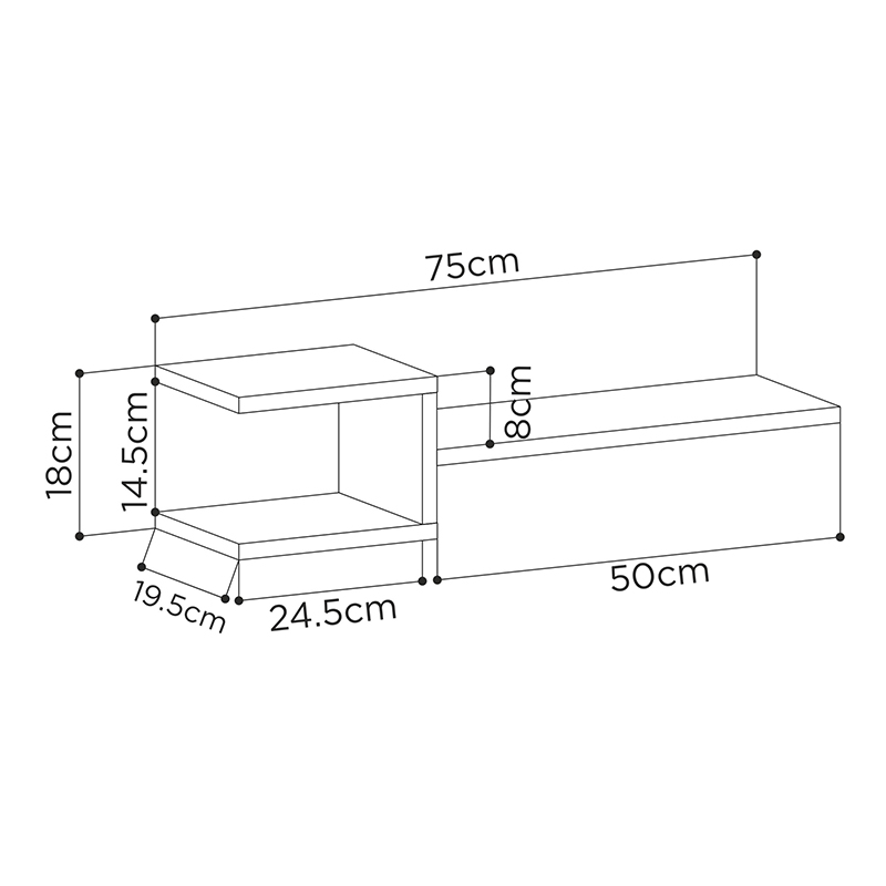 Ραφιέρα τοίχου 2 τεμαχίων χρώμα λευκό 3