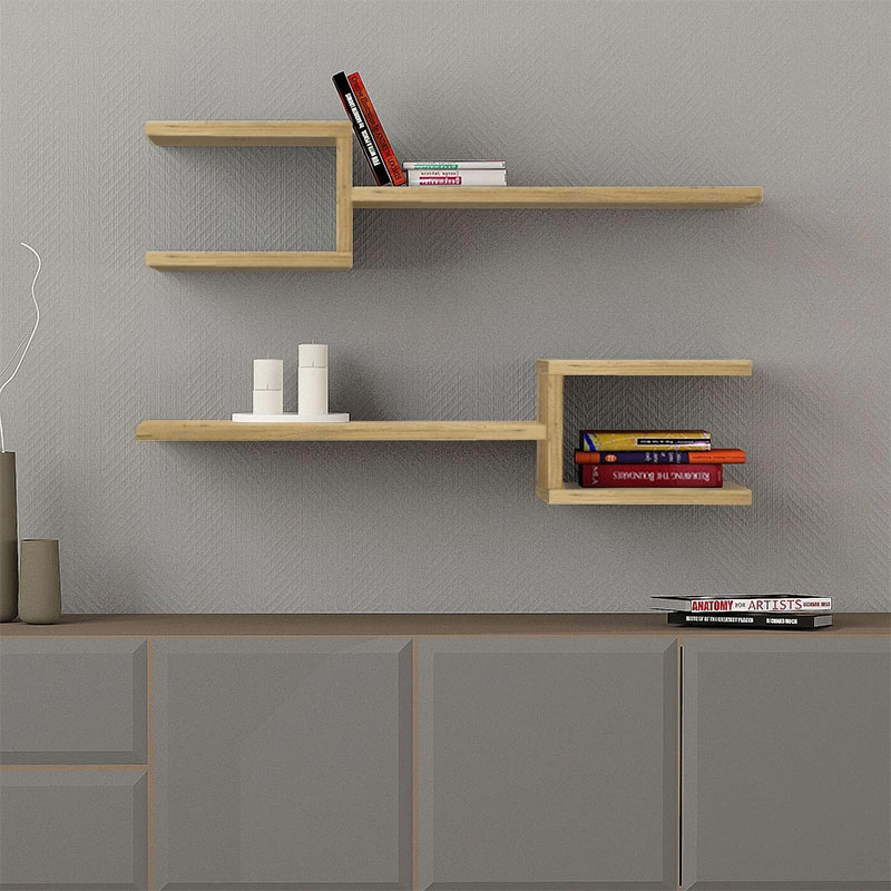 Ραφιέρα τοίχου 2 τεμαχίων χρώμα oak