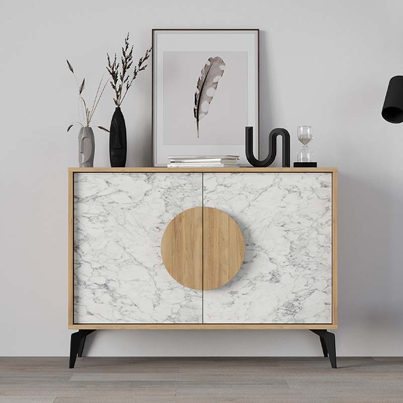Μπουφές χρώμα oak - λευκό εφέ μαρμάρου 3