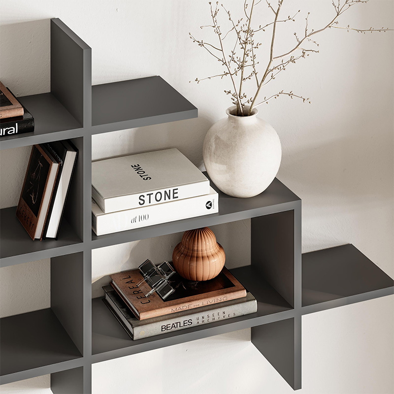 Ραφιέρα τοίχου χρώμα ανθρακί 3