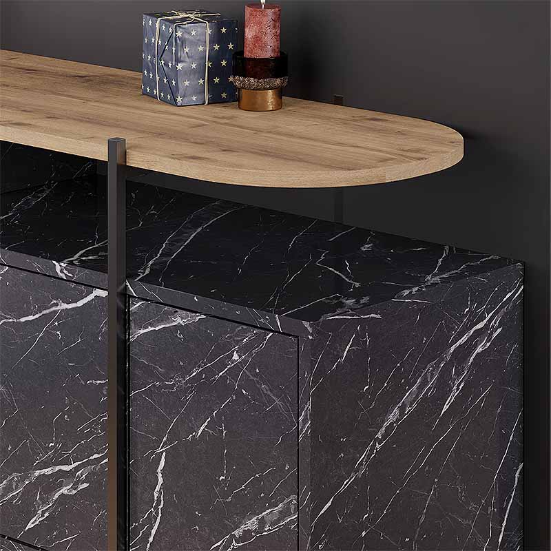 Hanley Megapap melamine buffet in black marble effect 150x38x86,2εκ. cyprus