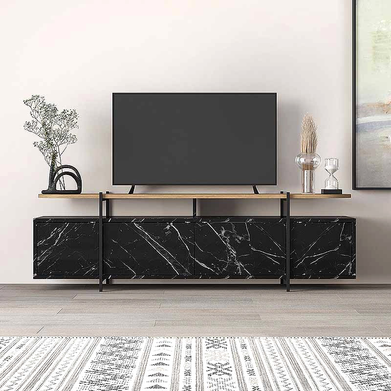 Έπιπλο τηλεόρασης χρώμα μαύρο εφέ μαρμάρου 3