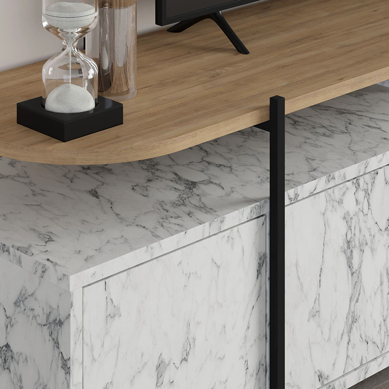 Έπιπλο τηλεόρασης χρώμα λευκό εφέ μαρμάρου 4