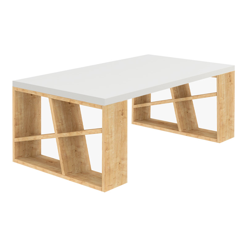 Τραπεζάκι σαλονιού χρώμα oak - λευκό 2