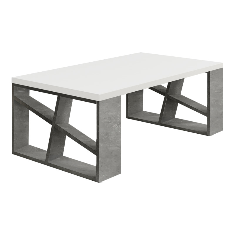 Τραπεζάκι σαλονιού χρώμα γκρι ρετρό - λευκό 3