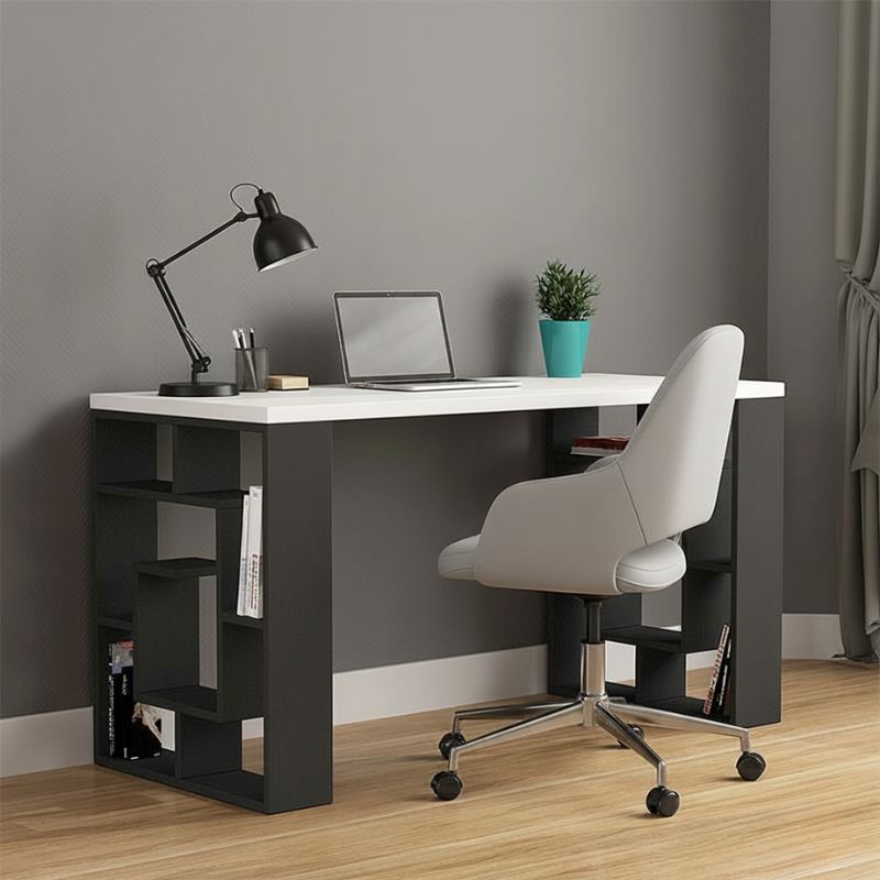 Γραφείο εργασίας χρώμα ανθρακί - λευκό