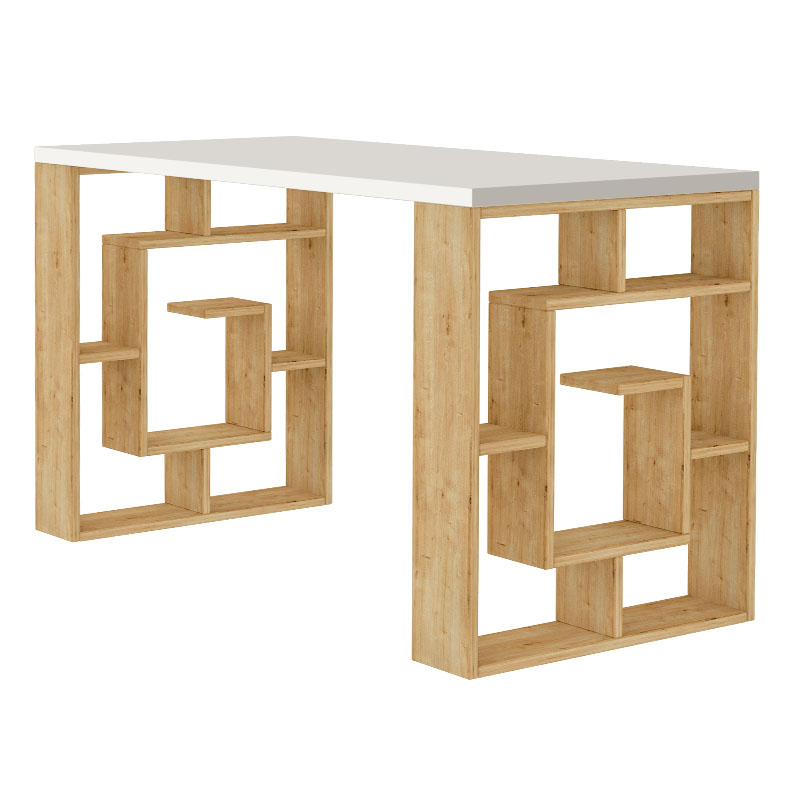 Γραφείο εργασίας χρώμα oak - λευκό 2