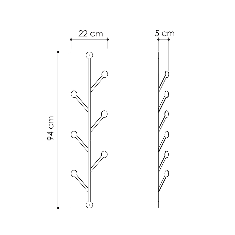Κρεμάστρα τοίχου μεταλλική χρώμα μαύρο 3