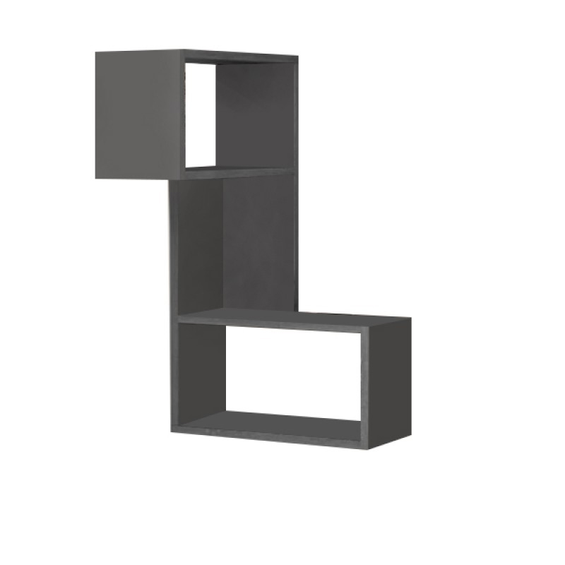 Ραφιέρα τοίχου γωνιακή χρώμα ανθρακί 2