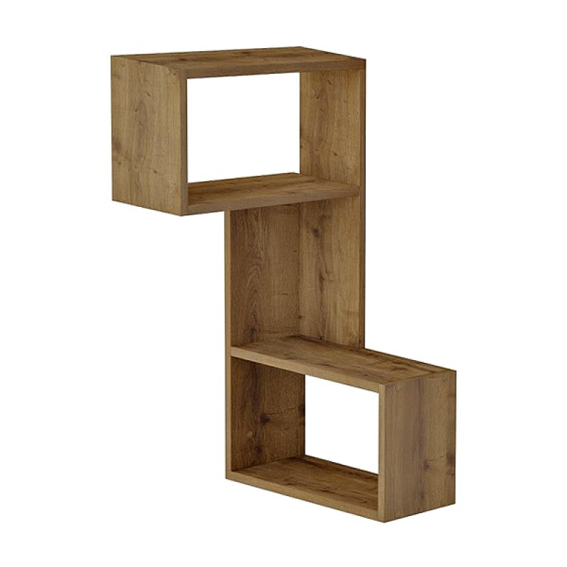 Ραφιέρα τοίχου γωνιακή χρώμα ανοιχτό καρυδί 2