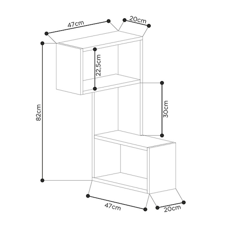 Ραφιέρα τοίχου γωνιακή χρώμα ανοιχτό καρυδί 3