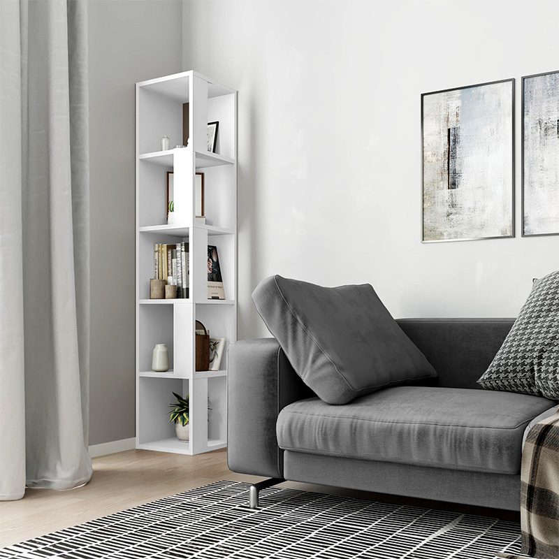 Βιβλιοθήκη γωνιακή χρώμα λευκό 2
