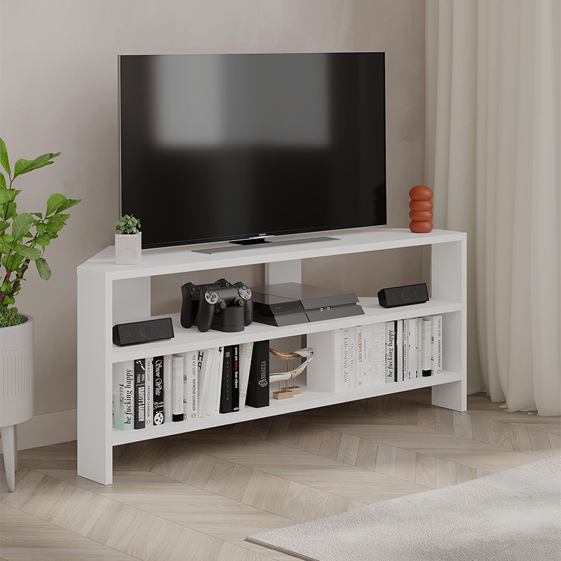 Έπιπλο τηλεόρασης γωνιακό χρώμα λευκό 5