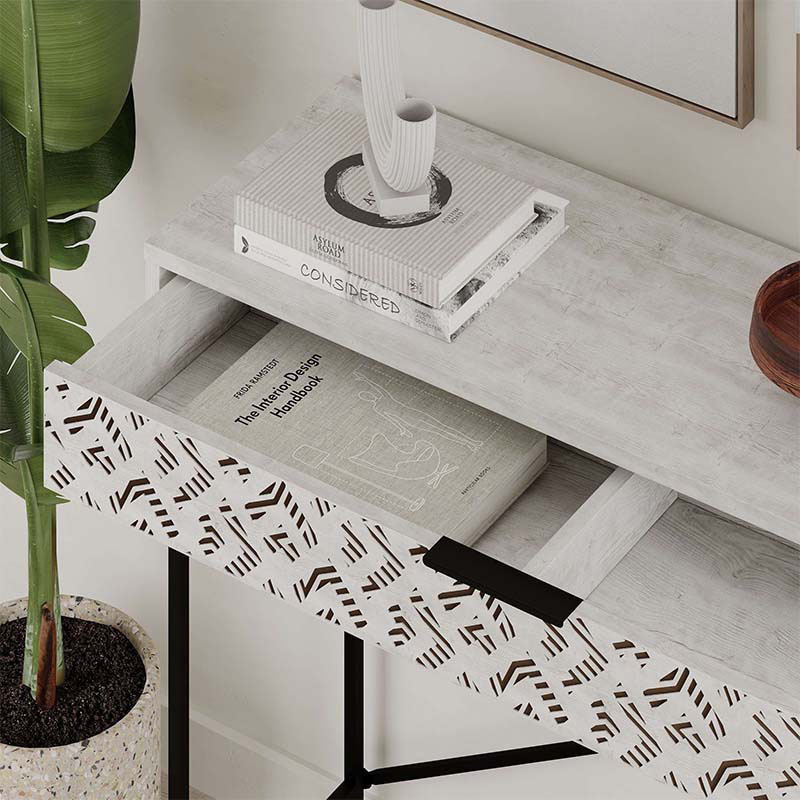 Κονσόλα μεταλλική - μελαμίνης χρώμα λευκό αντικέ 4