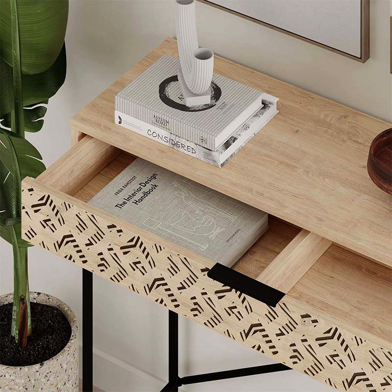 Κονσόλα μεταλλική - μελαμίνης χρώμα oak 4