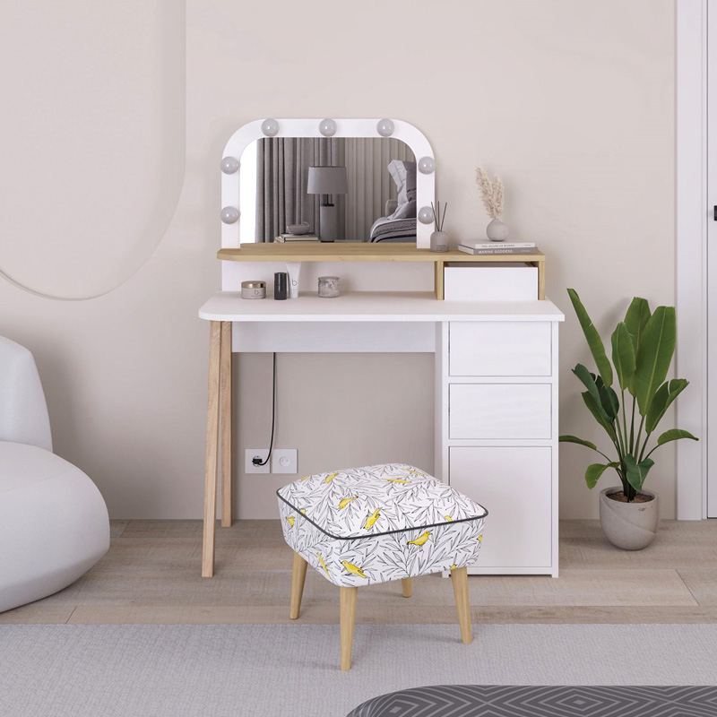 Τουαλέτα με καθρέπτη με LED χρώμα λευκό - oak 3