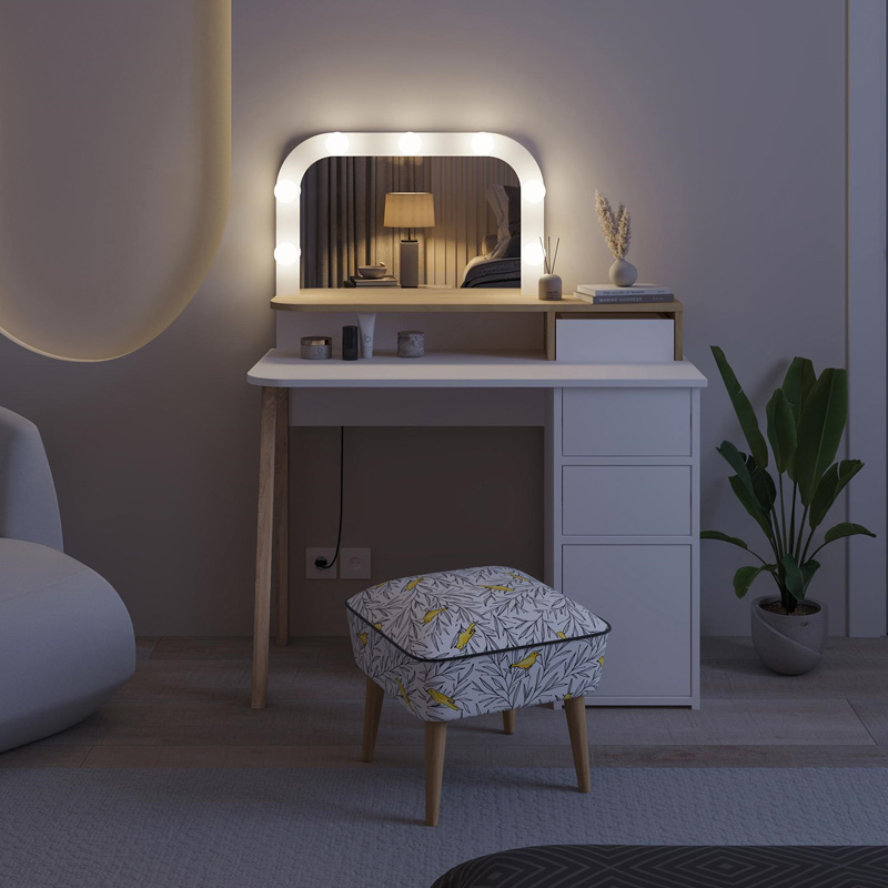 Τουαλέτα με καθρέπτη με LED χρώμα λευκό - oak 6