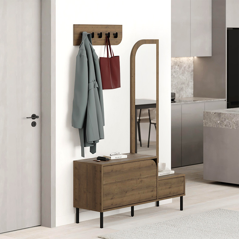 Έπιπλο εισόδου με κρεμάστρα χρώμα ανοιχτό καρυδί 3