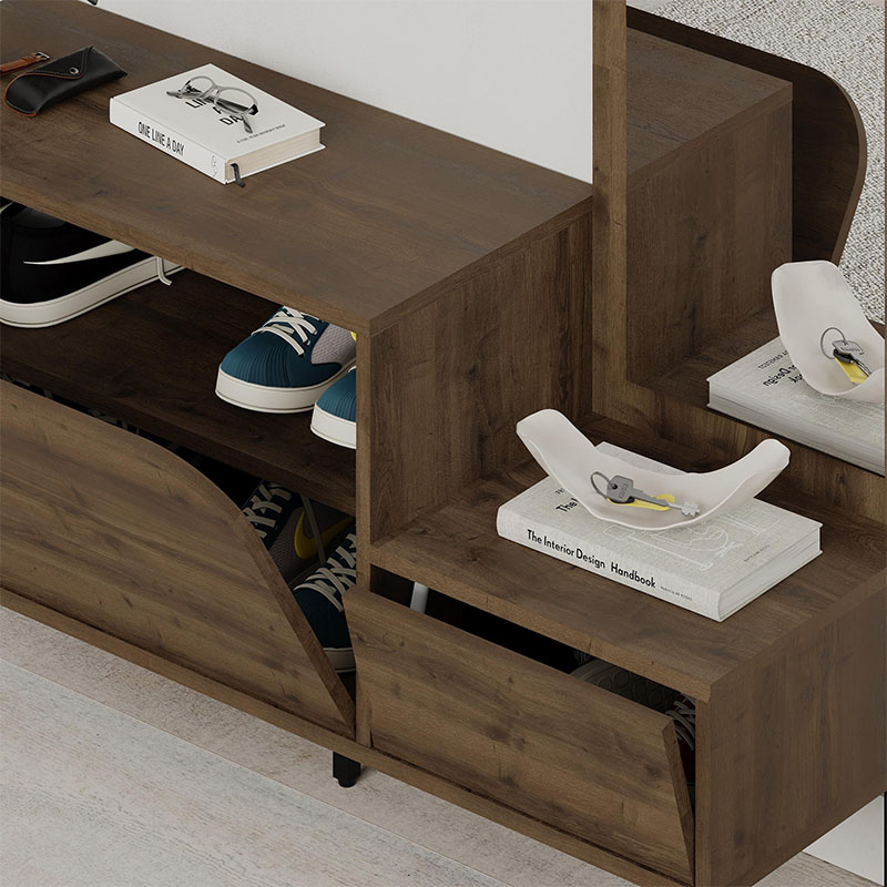 Έπιπλο εισόδου με κρεμάστρα χρώμα ανοιχτό καρυδί 4