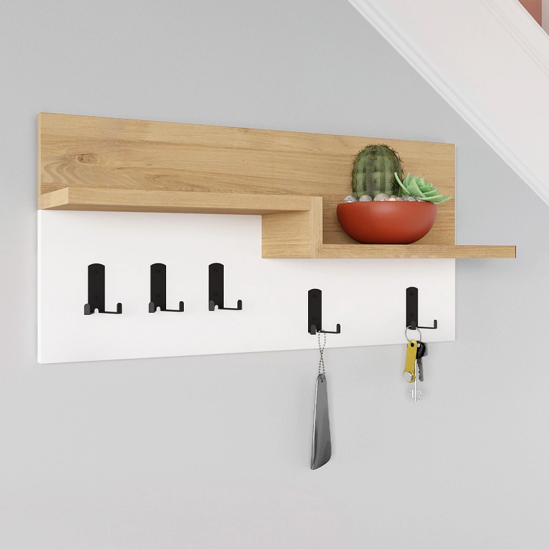 Κρεμάστρα τοίχου χρώμα oak - λευκό 2