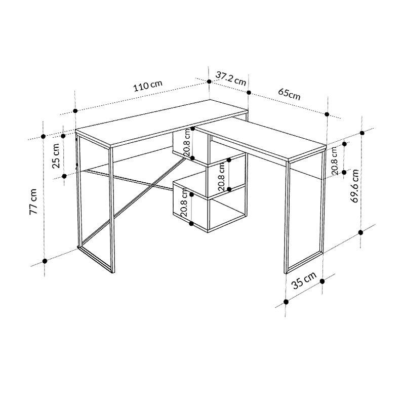 Γραφείο εργασίας πολυμορφικό χρώμα γκρι ρετρό 7