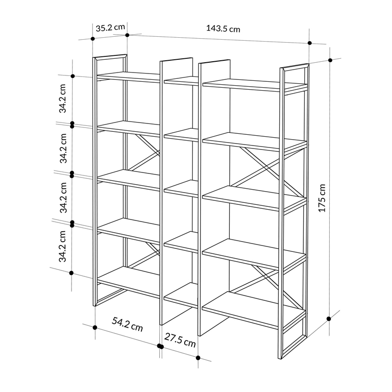 Βιβλιοθήκη χρώμα oak 4