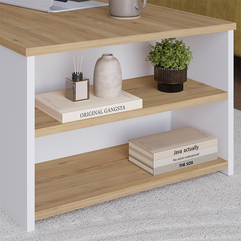 Τραπεζάκι σαλονιού χρώμα oak - λευκό 3