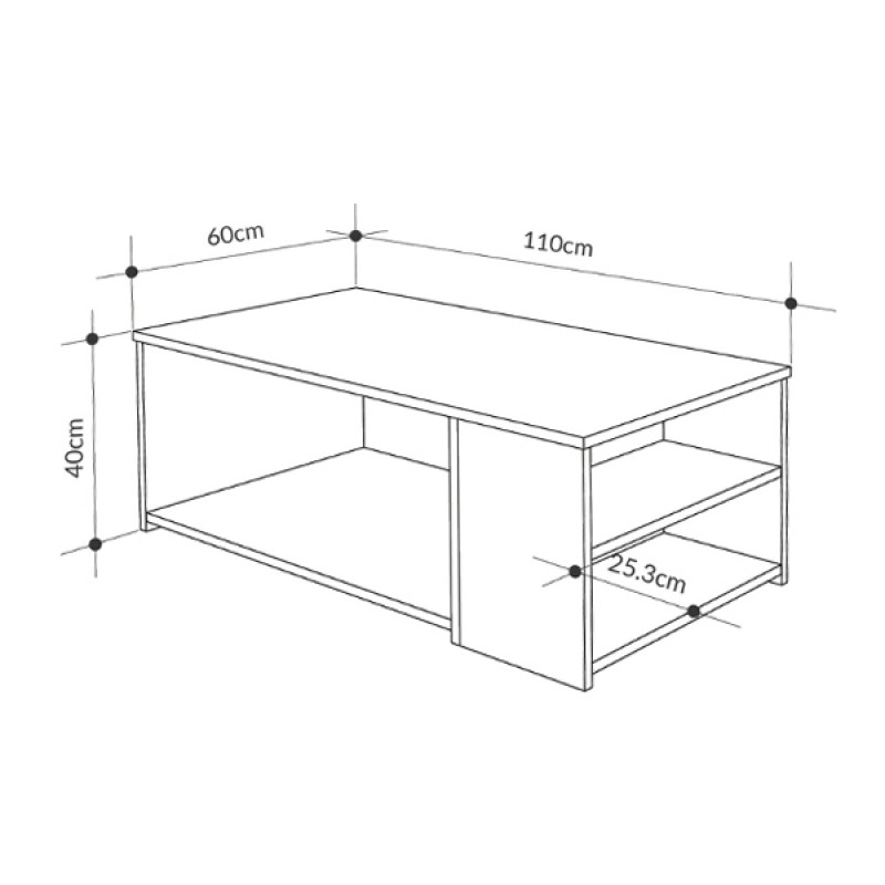 Τραπεζάκι σαλονιού χρώμα oak - λευκό 5