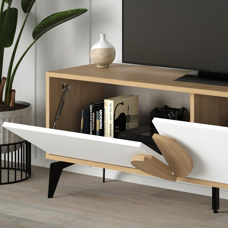 Έπιπλο τηλεόρασης χρώμα oak - λευκό 5