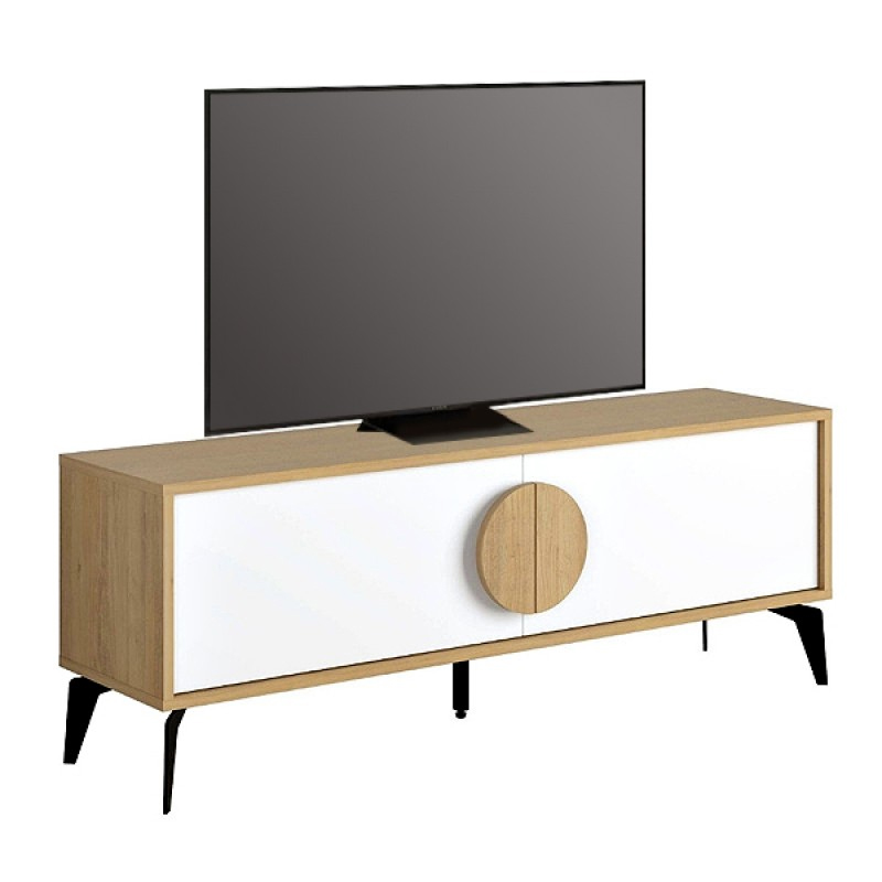 Έπιπλο τηλεόρασης χρώμα oak - λευκό 6