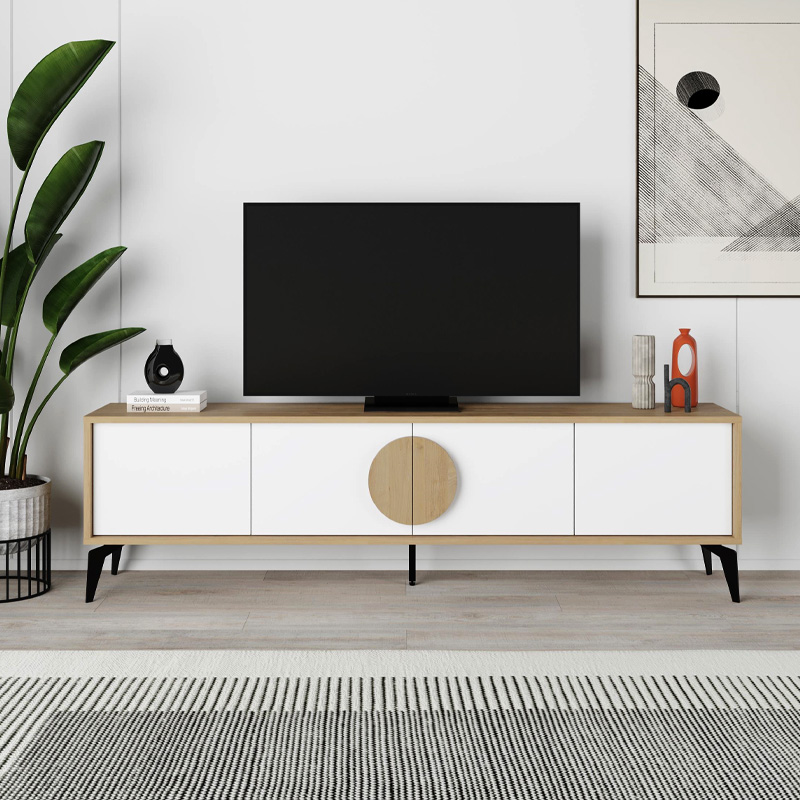 Έπιπλο τηλεόρασης χρώμα oak - λευκό 3