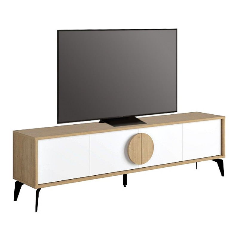Έπιπλο τηλεόρασης χρώμα oak - λευκό 5
