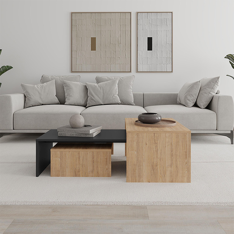 Τραπεζάκι σαλονιού σετ 3 τμχ. χρώμα oak 2