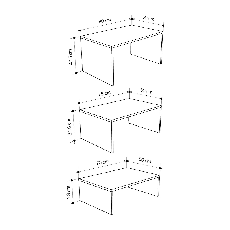 Τραπεζάκι σαλονιού σετ 3 τμχ. χρώμα oak 5
