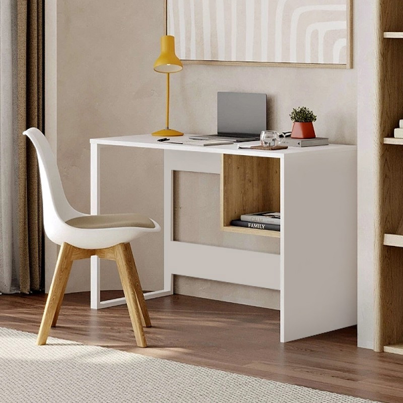 Γραφείο εργασίας χρώμα λευκό - oak