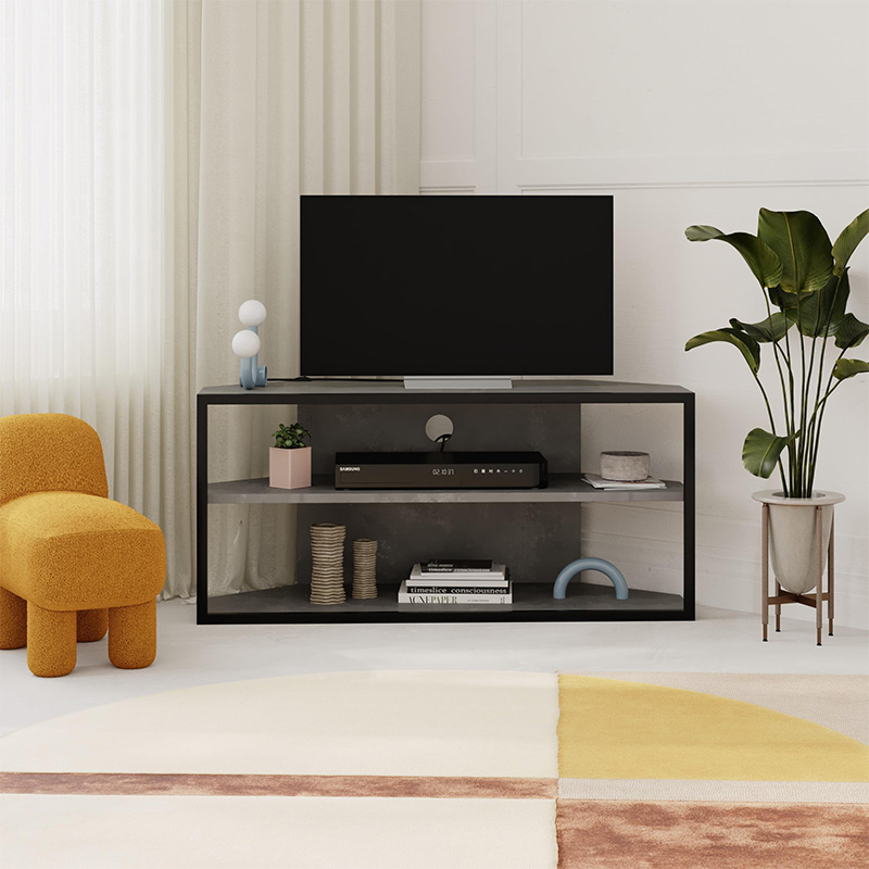 Έπιπλο τηλεόρασης γωνιακό χρώμα γκρι ρετρό 2