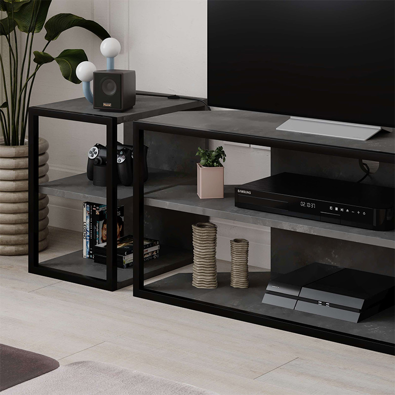 Έπιπλο τηλεόρασης γωνιακό χρώμα γκρι ρετρό 3