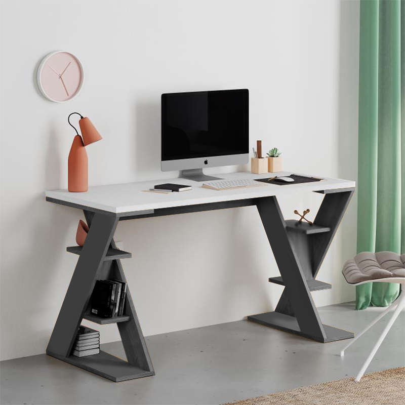 Γραφείο εργασίας χρώμα ανθρακί - λευκό