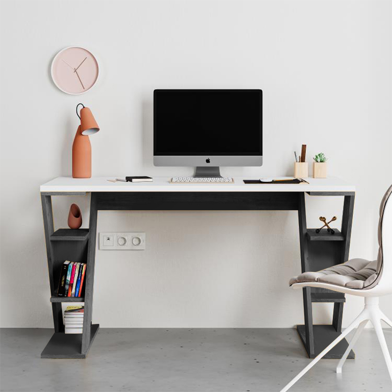 Γραφείο εργασίας χρώμα ανθρακί - λευκό 2