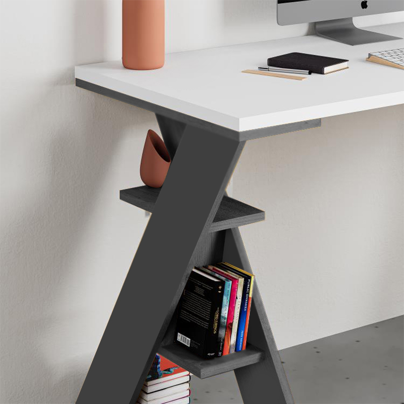 Γραφείο εργασίας χρώμα ανθρακί - λευκό 3