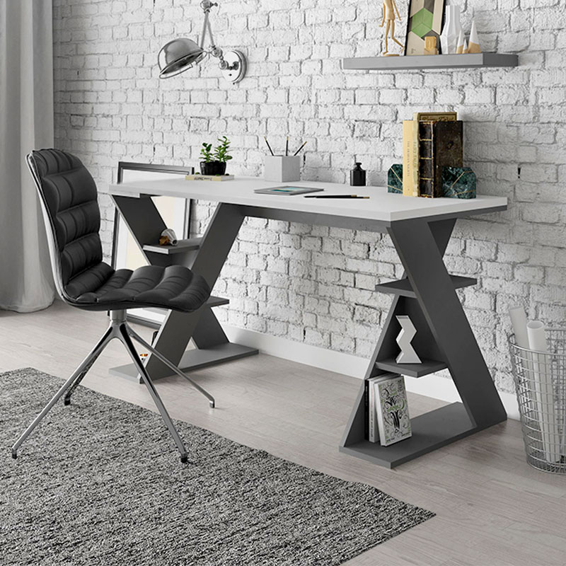 Γραφείο εργασίας χρώμα ανθρακί - λευκό 4